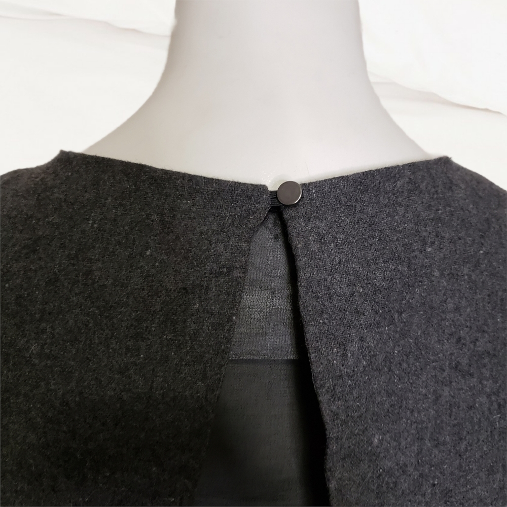 Mia Melon medium gray wool blend sleeveless pleated A-line mini dress - Picture 12 of 14